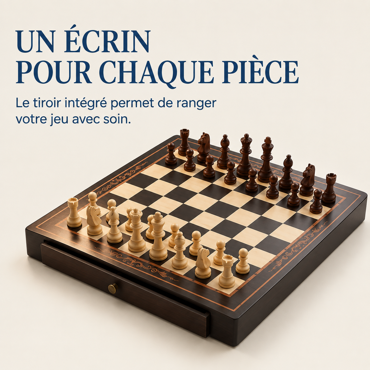 Échiquier pliable magnétique en bois de noyer massif – format voyage